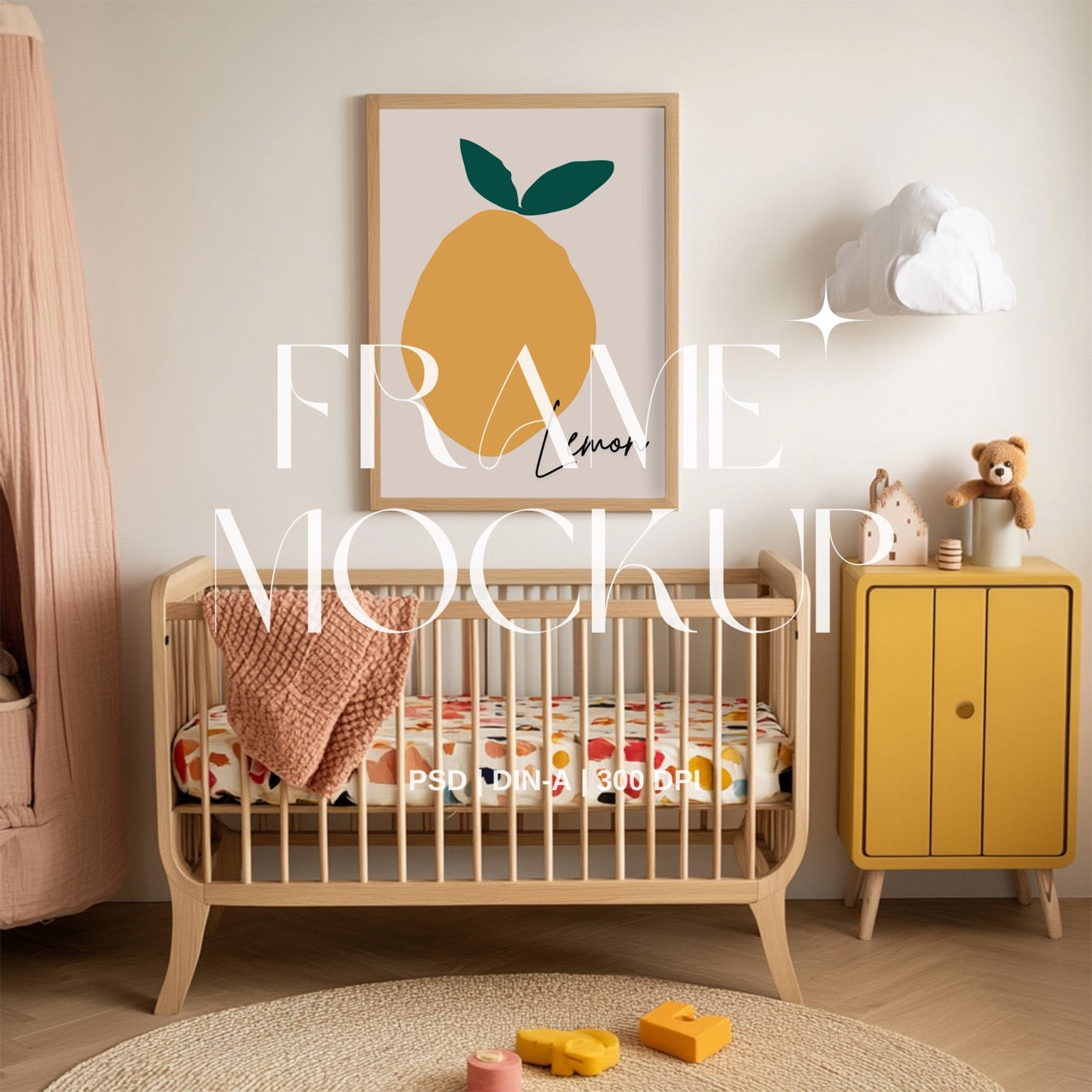 Mustard Crib PSD & Canva Frame Mockup