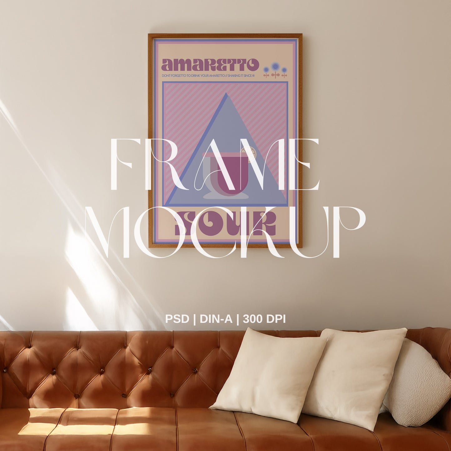 Retro Couch PSD Frame Mockup