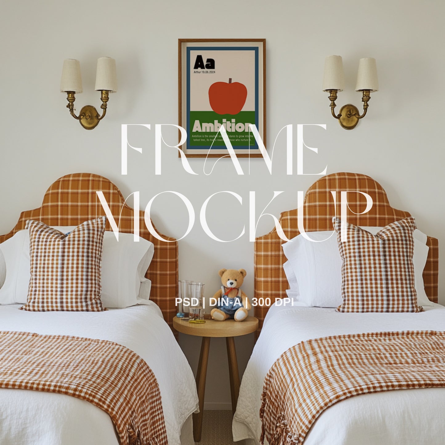 Twin Bed Frame PSD & Canva Frame Mockup