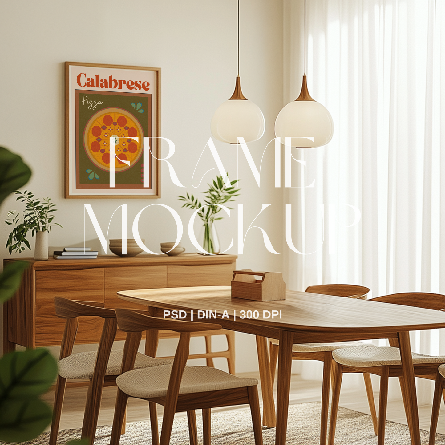 Mid-century Dining Room PSD Frame Mockup