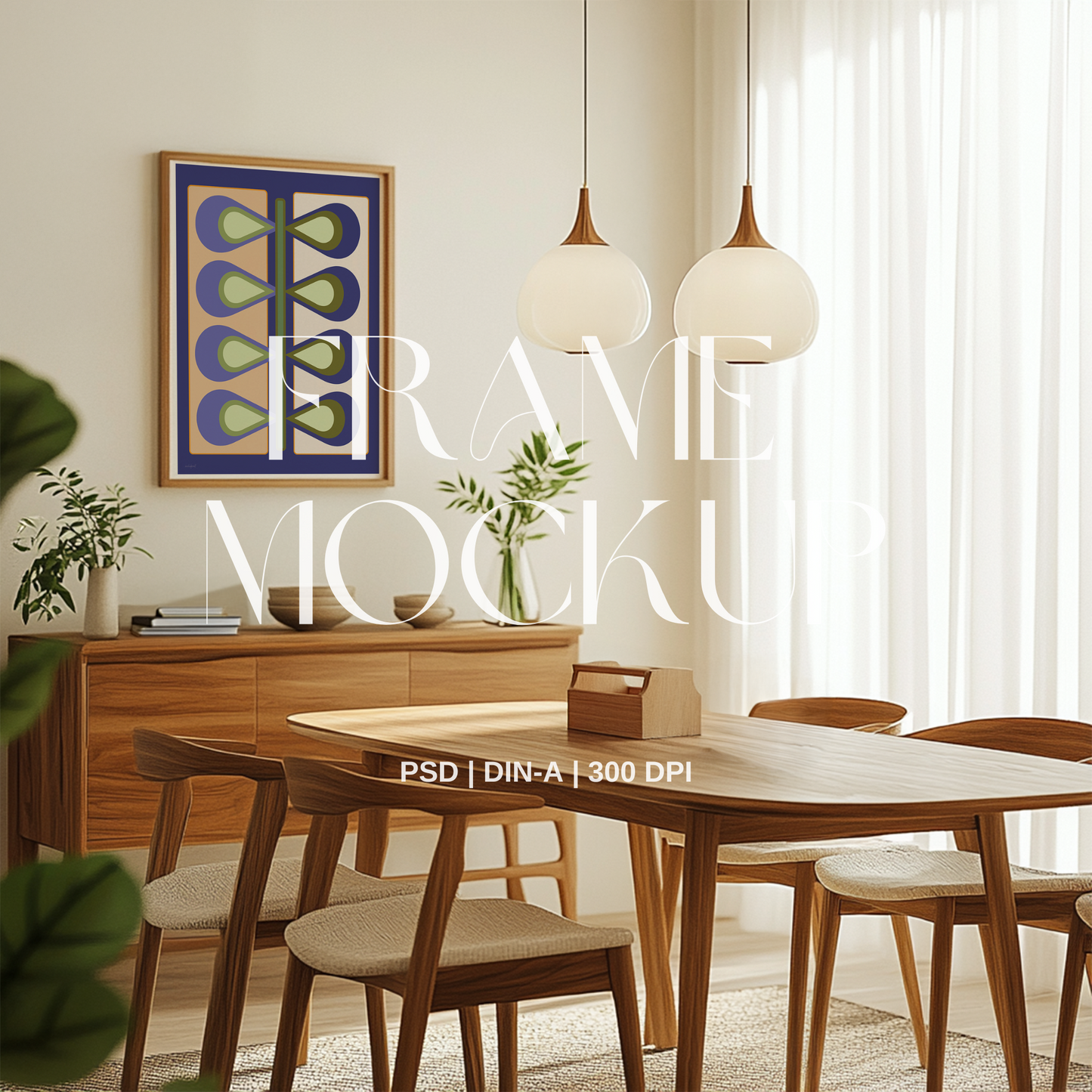 Mid-century Dining Room PSD Frame Mockup