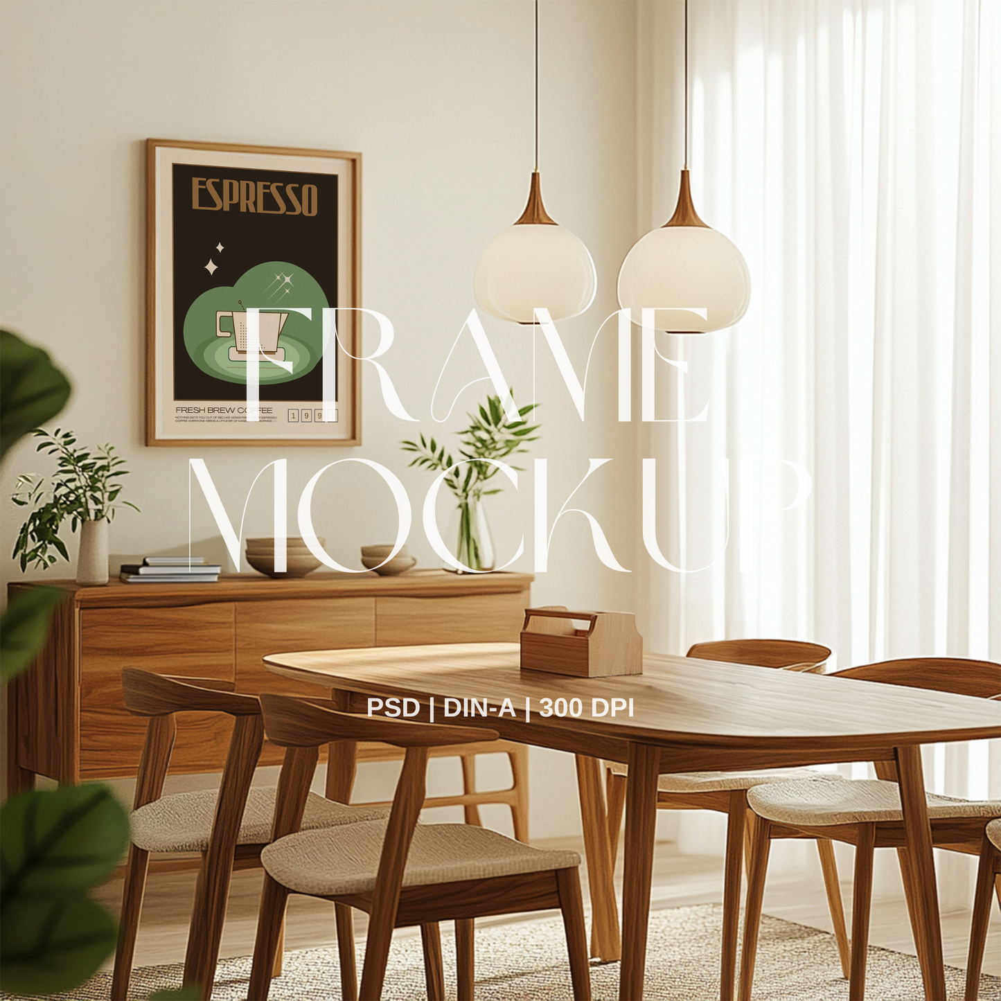 Mid-century Dining Room PSD Frame Mockup