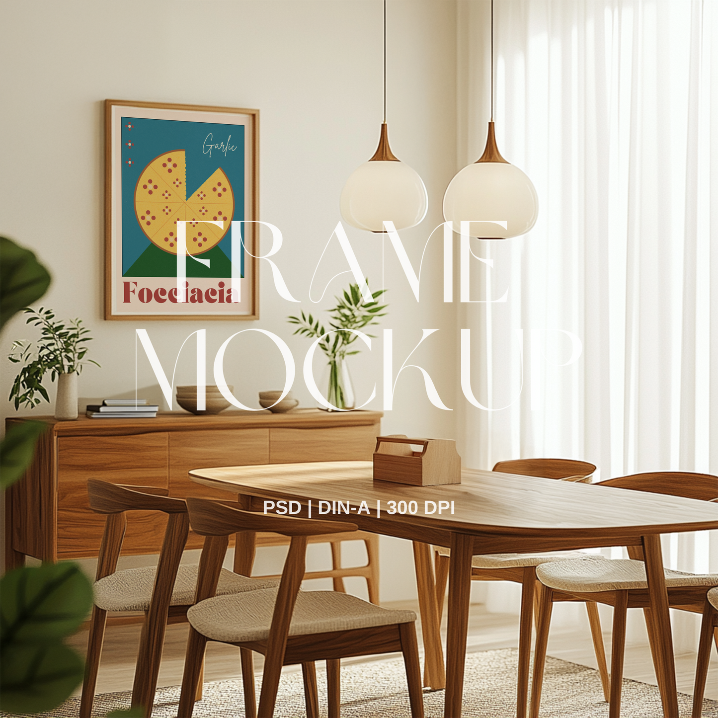 Mid-century Dining Room PSD Frame Mockup