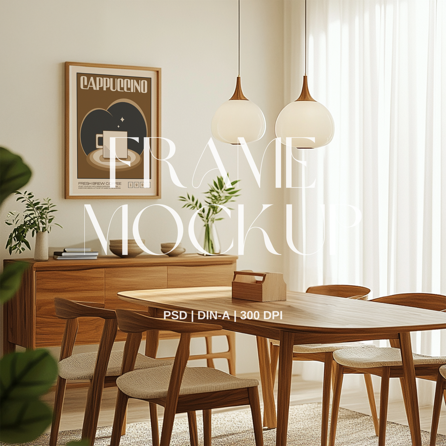 Mid-century Dining Room PSD Frame Mockup