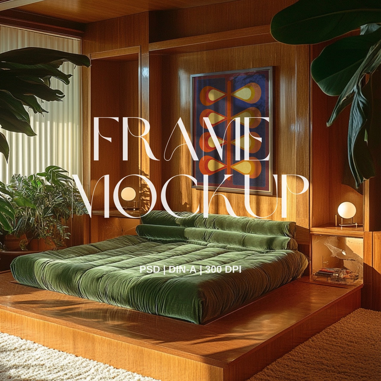Mid-Century Bedroom PSD Frame Mockup
