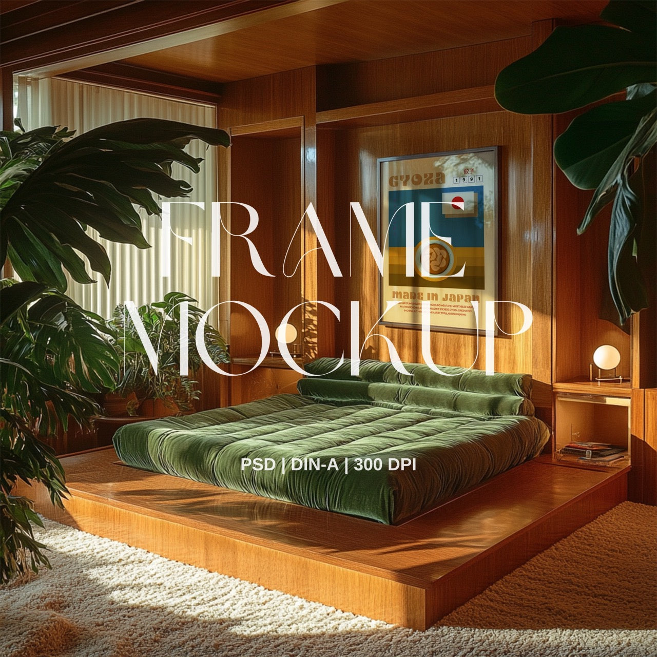 Mid-Century Bedroom PSD Frame Mockup