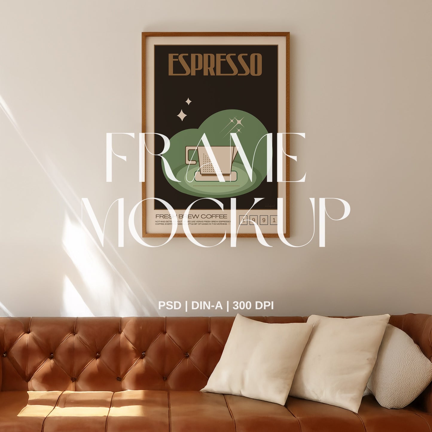 Retro Couch PSD Frame Mockup