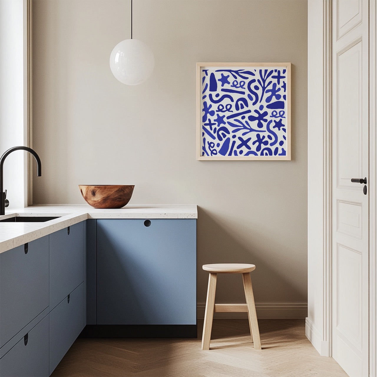 1:1 Ratio Minimalist Blue Kitchen PSD Mockup
