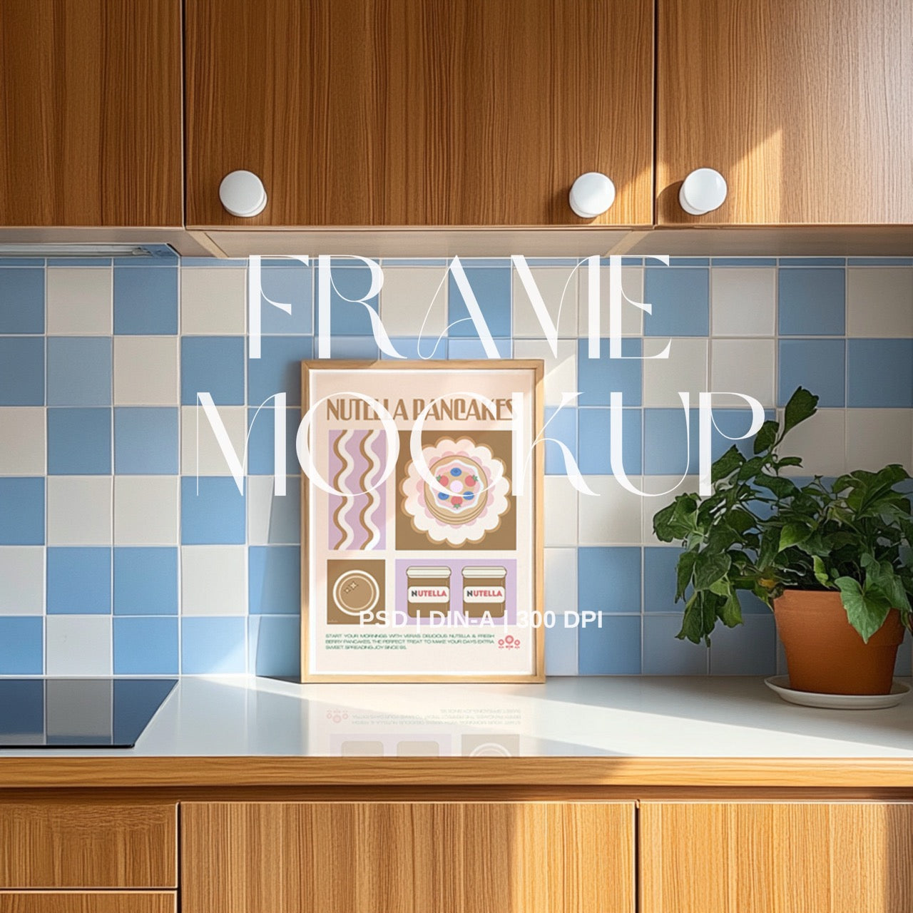 Retro Tiled Kitchen PSD Frame Mockup