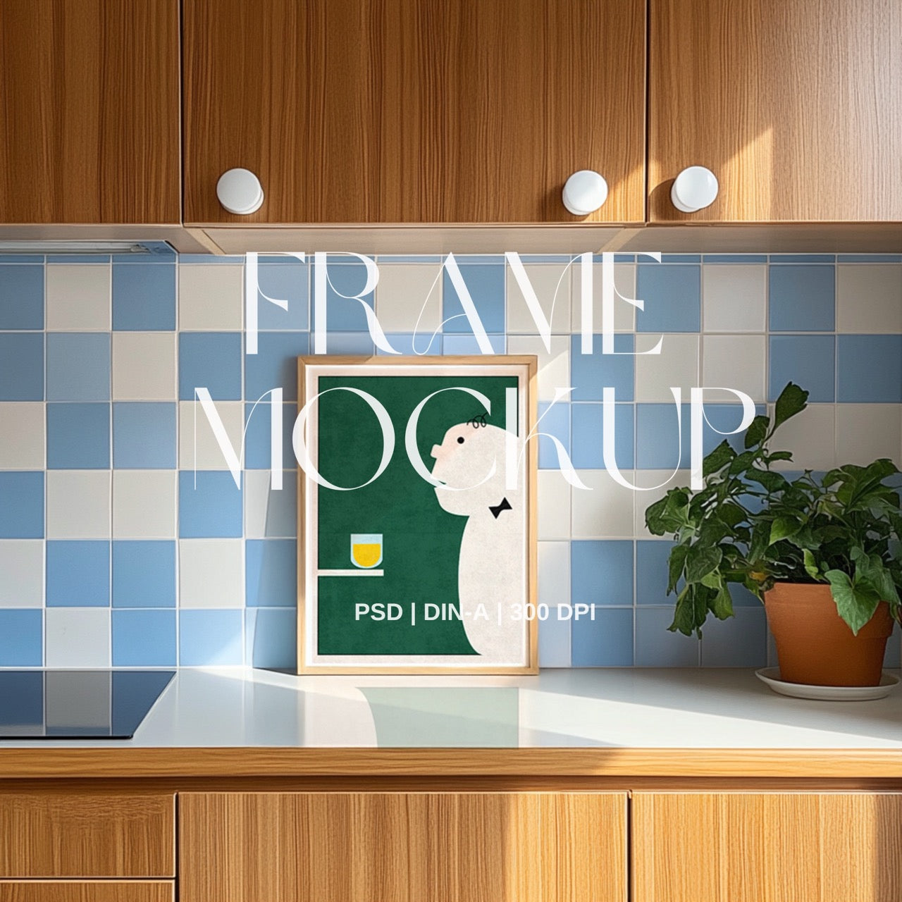 Retro Tiled Kitchen PSD Frame Mockup
