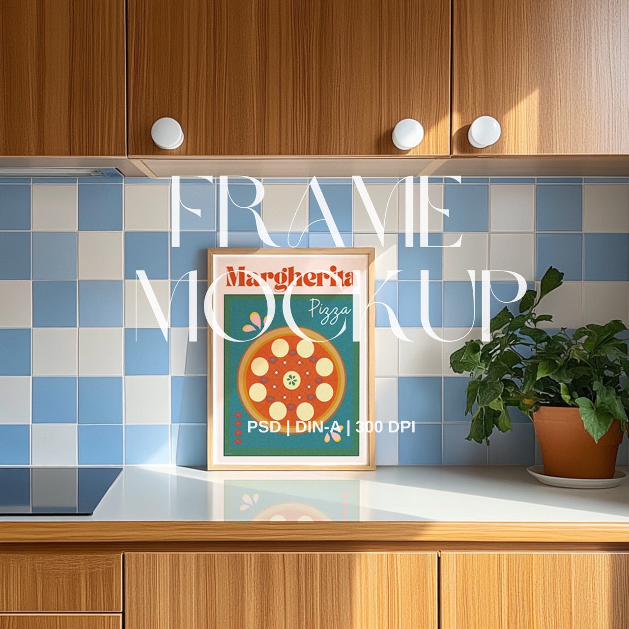Retro Tiled Kitchen PSD Frame Mockup