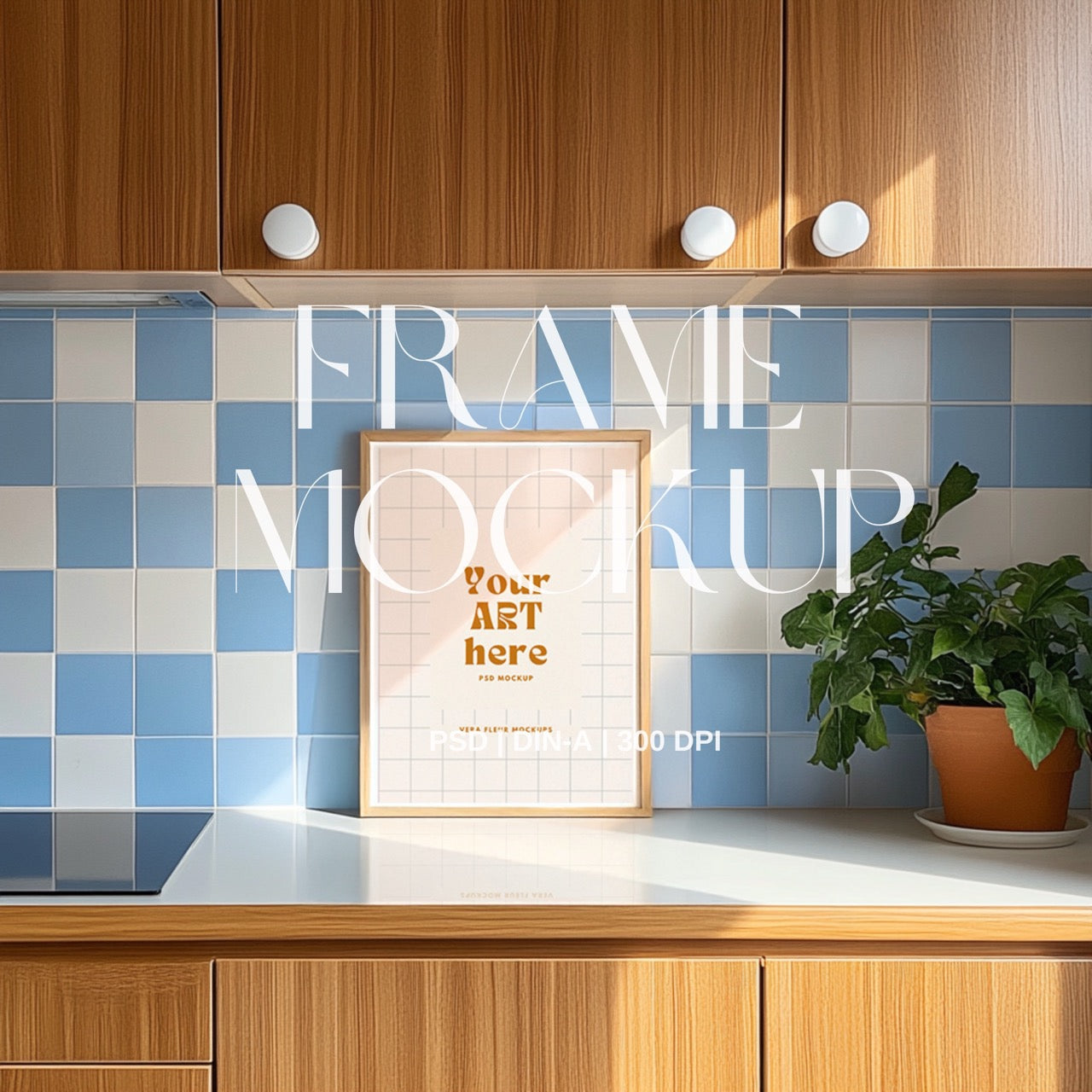 Retro Tiled Kitchen PSD Frame Mockup